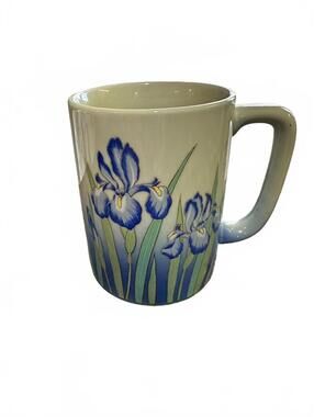 Vintage Otagiri Japan Blue Iris Floral Mug 4"